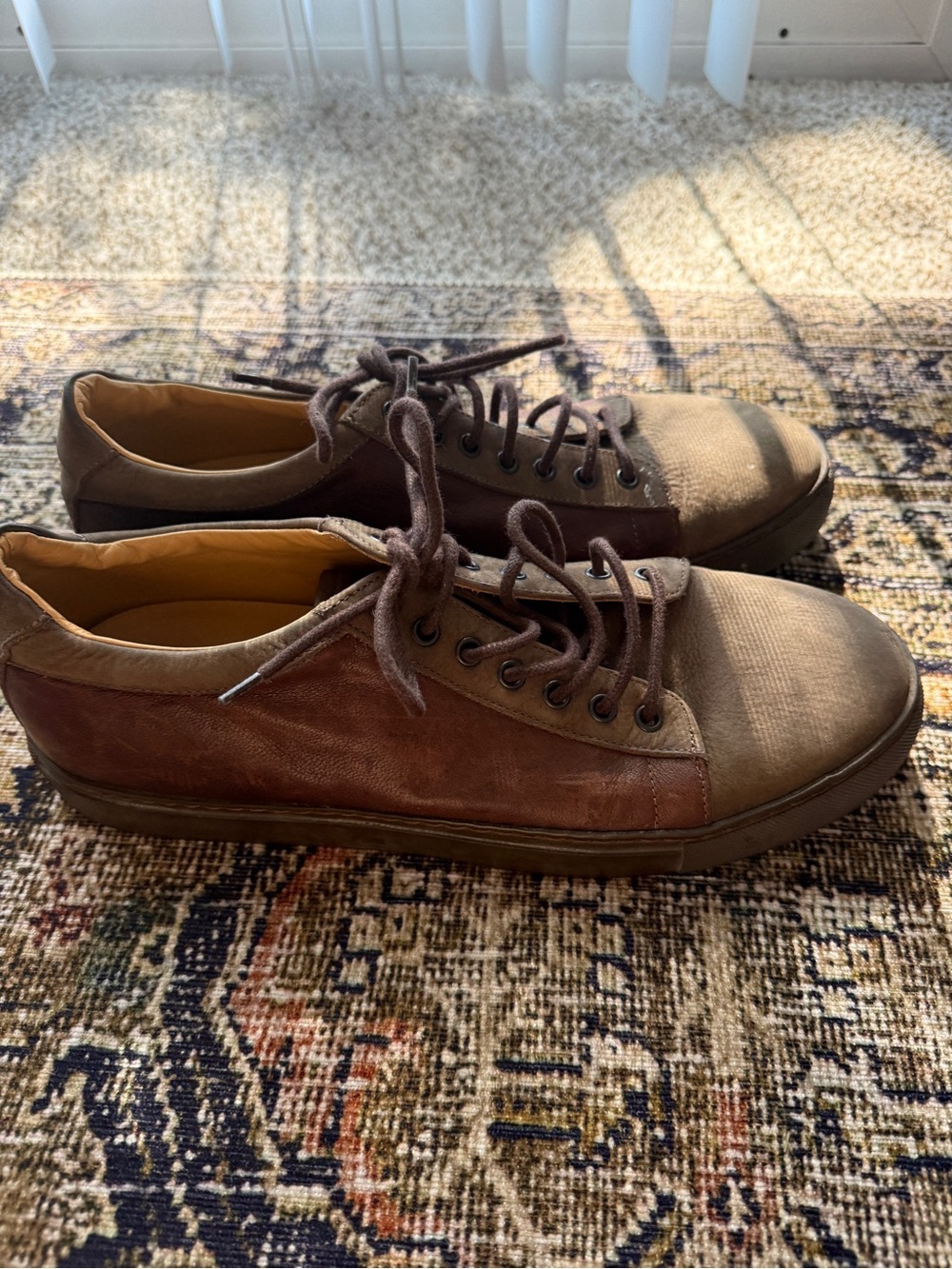 Rodd & Gunn Men's Brown Mixed Leather & Suede Low Top Luxury Sneakers Size 11
